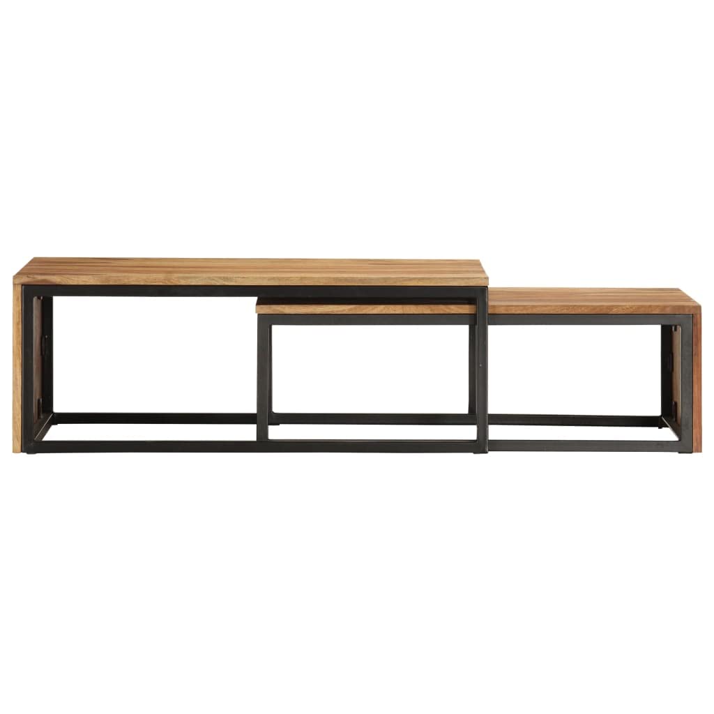 2 pcs Solid Sheesham Wood Nesting Tables X8011