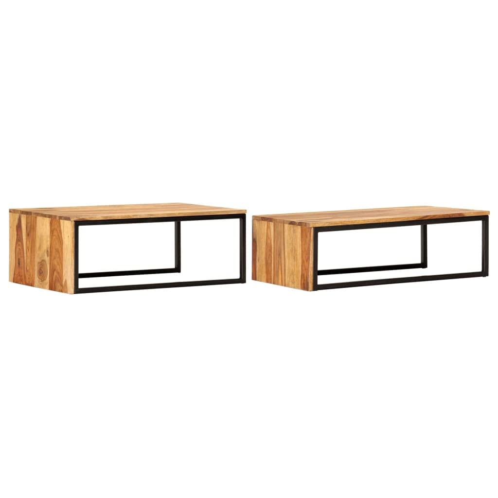 2 pcs Solid Sheesham Wood Nesting Tables X8011