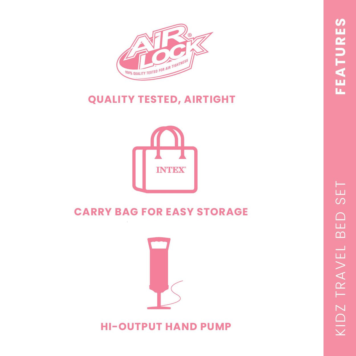 Inflatable Travel Bed Set with Hand Pump and Carry Bag T1601