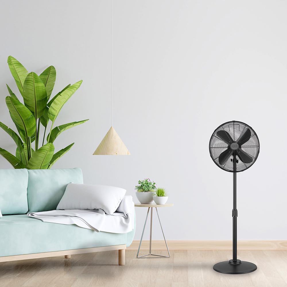 Matte Black 16" Pedestal Fan, 3 Speeds J761