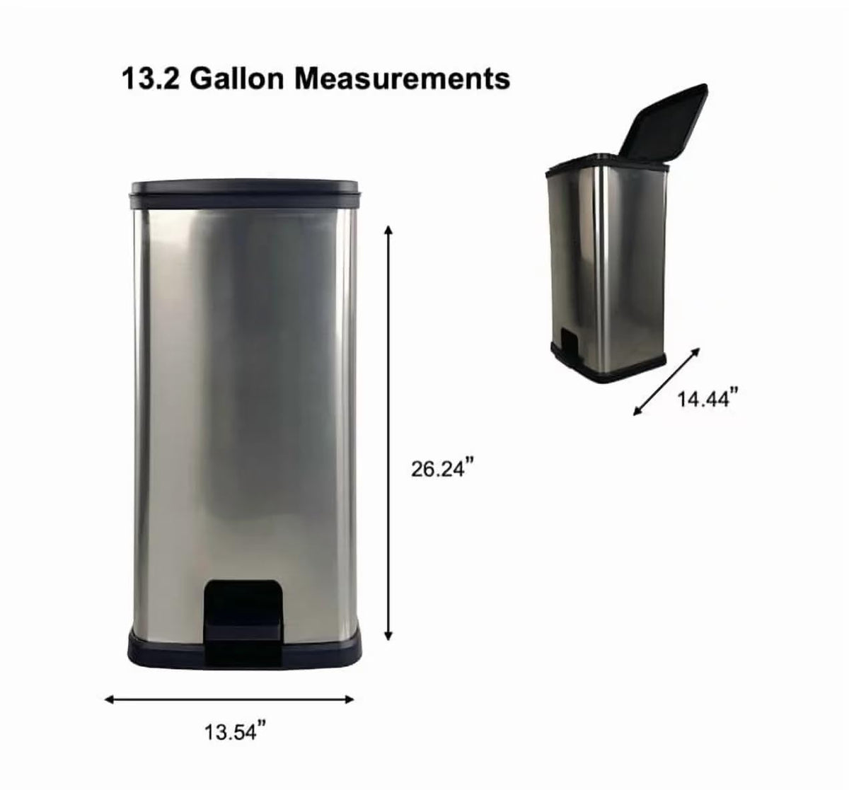 13 Gal Stainless Silver Step Trash Can Y572