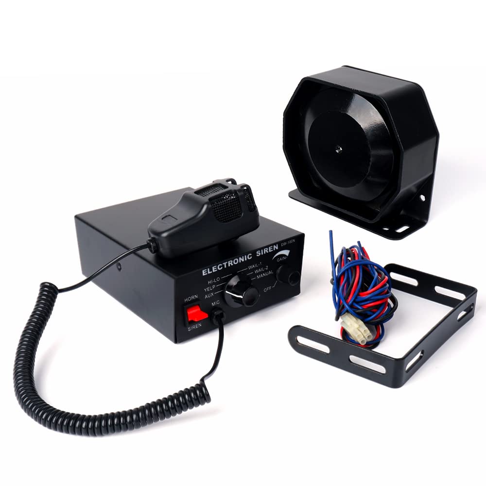 12V 100W 7 Tone Warning Speaker Siren Set with Microphone V433