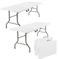 2 Pack 6 Feet Portable Folding Table White Plastic V5741