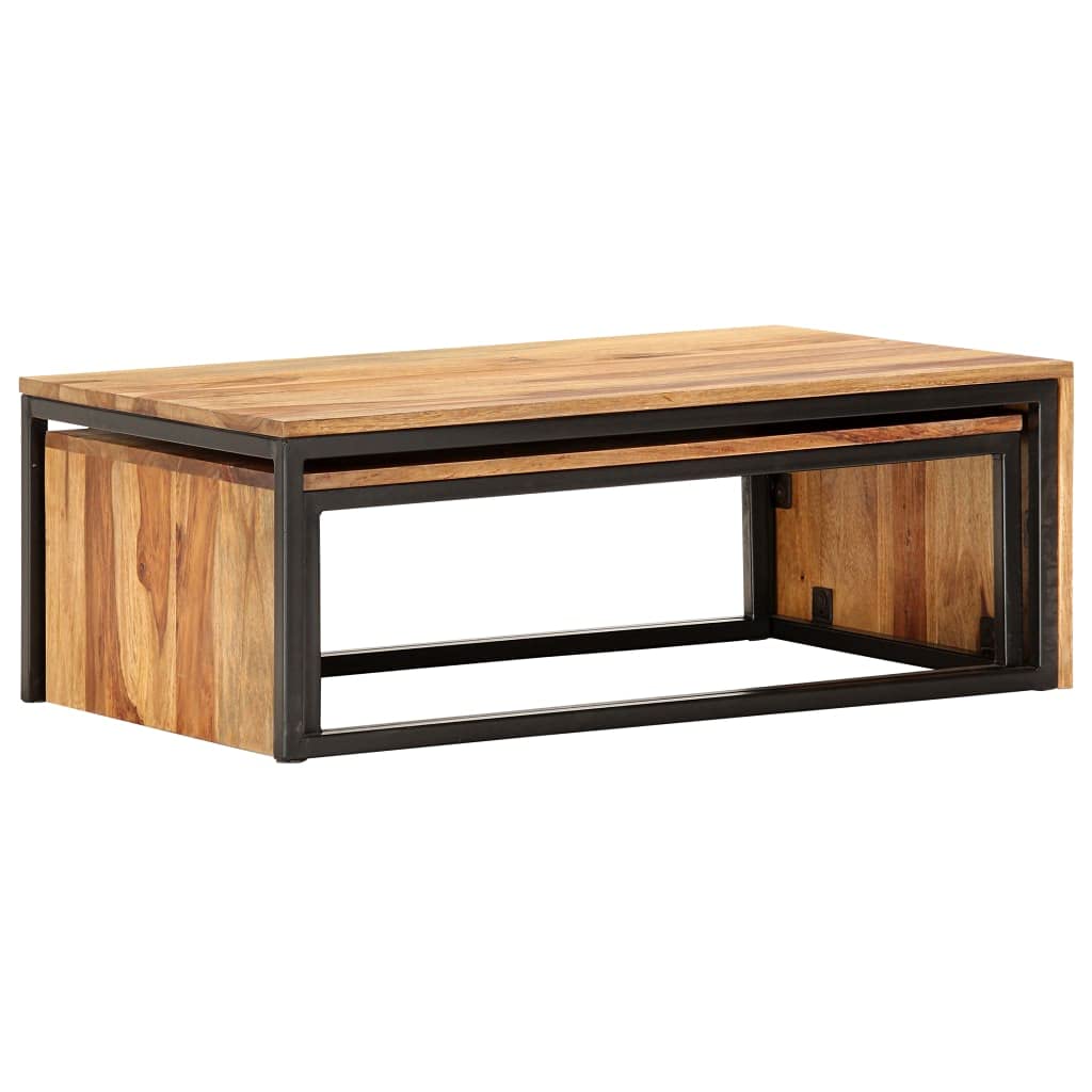 2 pcs Solid Sheesham Wood Nesting Tables X8011