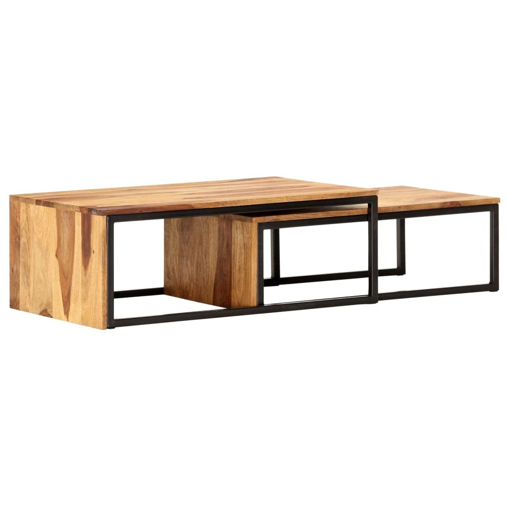 2 pcs Solid Sheesham Wood Nesting Tables X8011