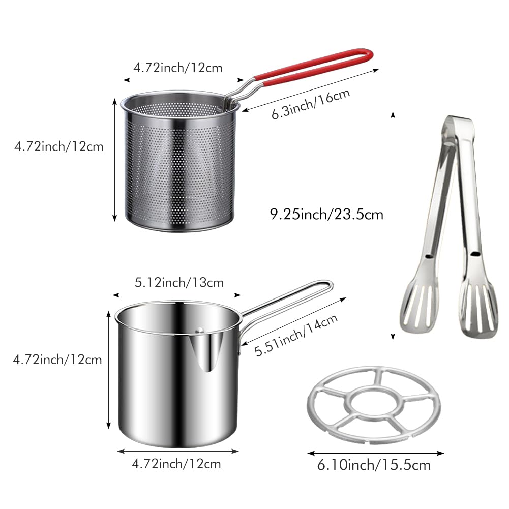Small Stainless Steel Deep Fryer Pot with Basket C36324