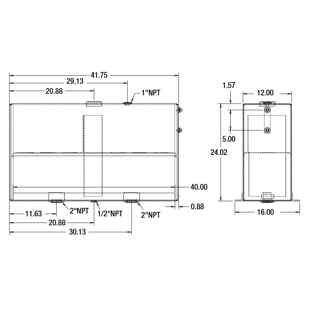 50 Gallon Upright Aluminum Hydraulic Reservoir Tank W2453