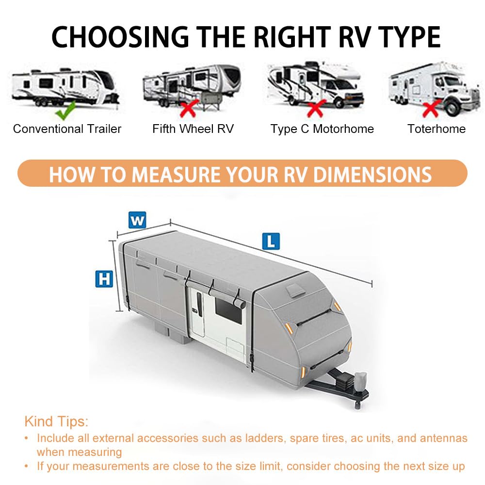 Waterproof 420D Travel Trailer Cover with Adjustable Straps R77638