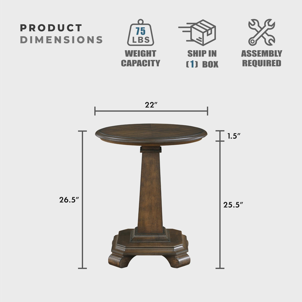 22" Round Wood End Table J165249