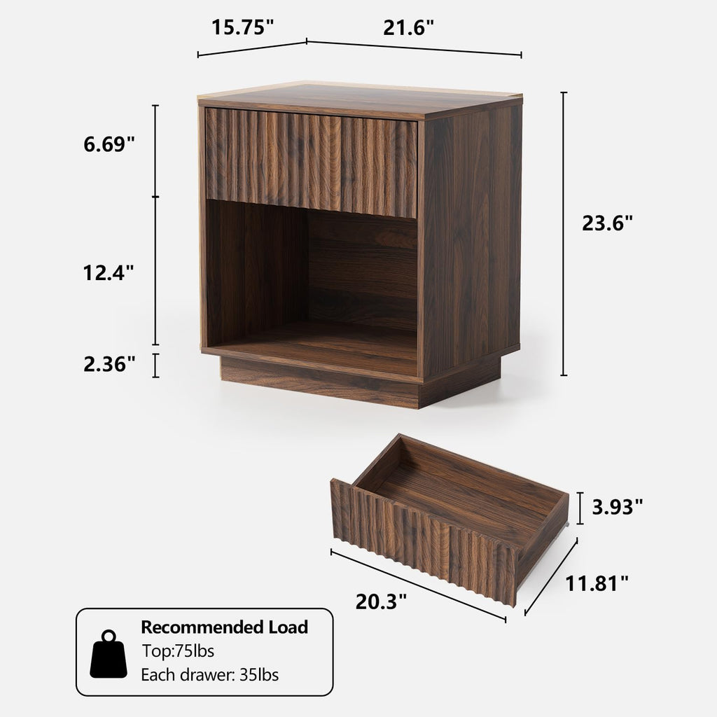 22" Fluted Nightstand Set of 2 J8138