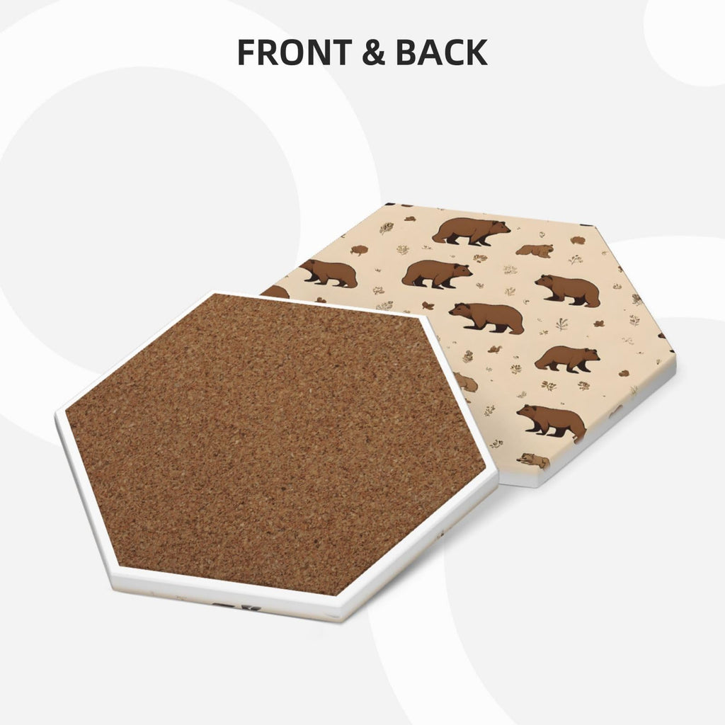 6 Piece Hexagonal Ceramic Coasters with Cork Backing O975225