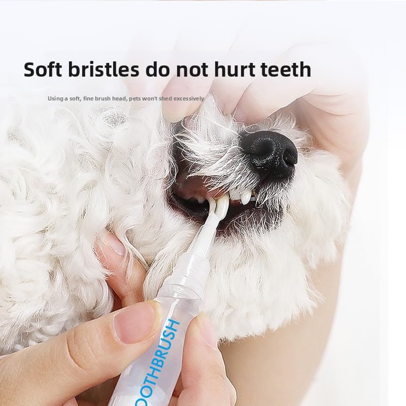 Pet Teeth Cleaning Pen 2-Pack Twist-Up Toothbrush Gel Kits with 45-Degree Soft Brush Head V472