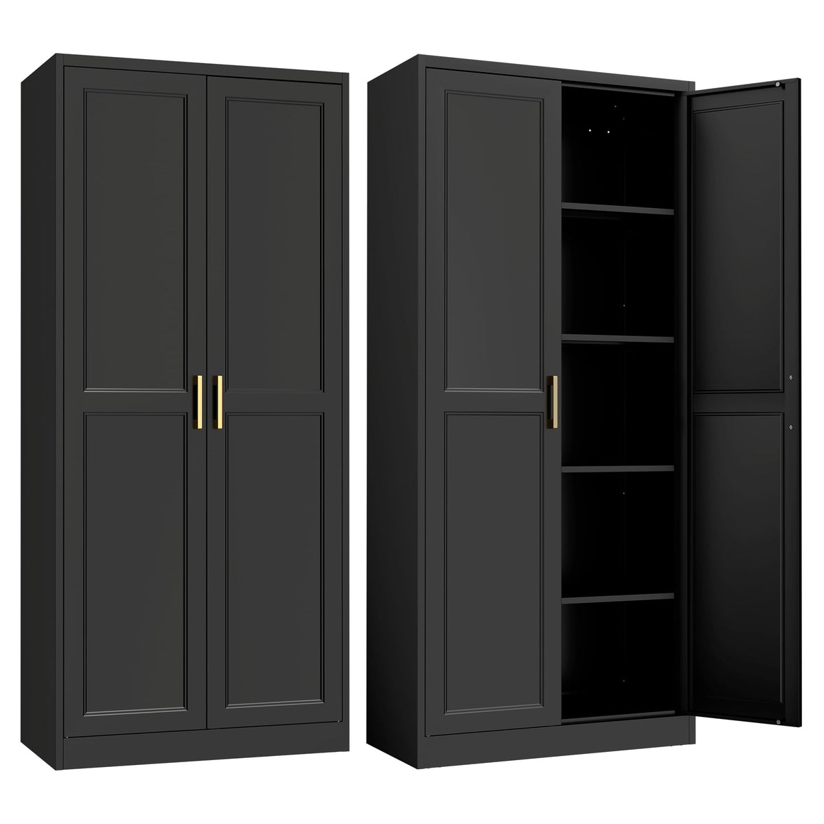 71" Metal Pantry Storage Cabinet with Doors & 4 Adjustable Shelves C29590