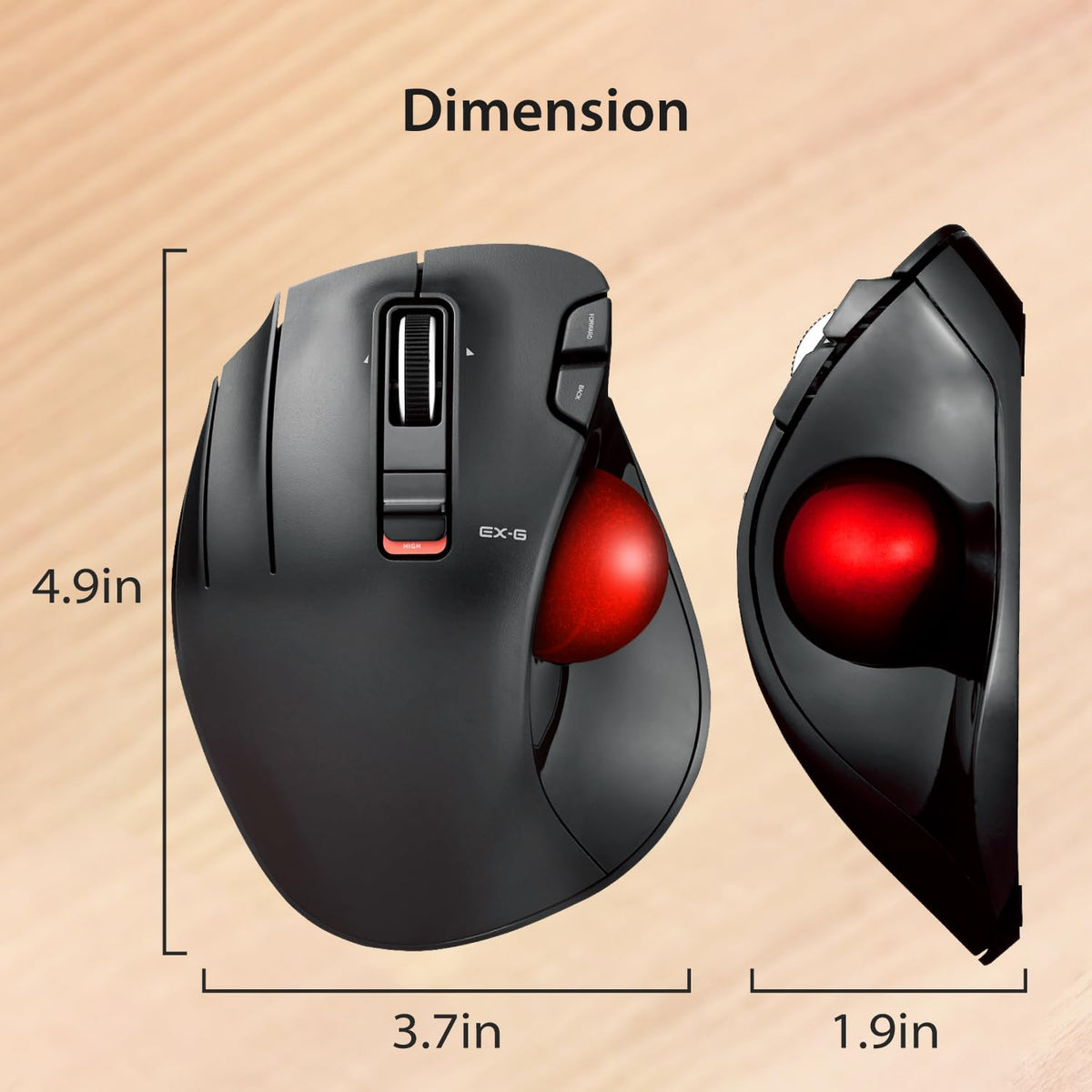 Wireless Left Handed Thumb Control Trackball Mouse W620917