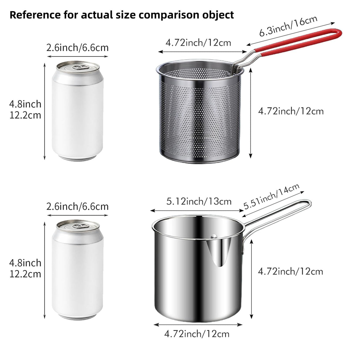 Small Stainless Steel Deep Fryer Pot with Basket C36324
