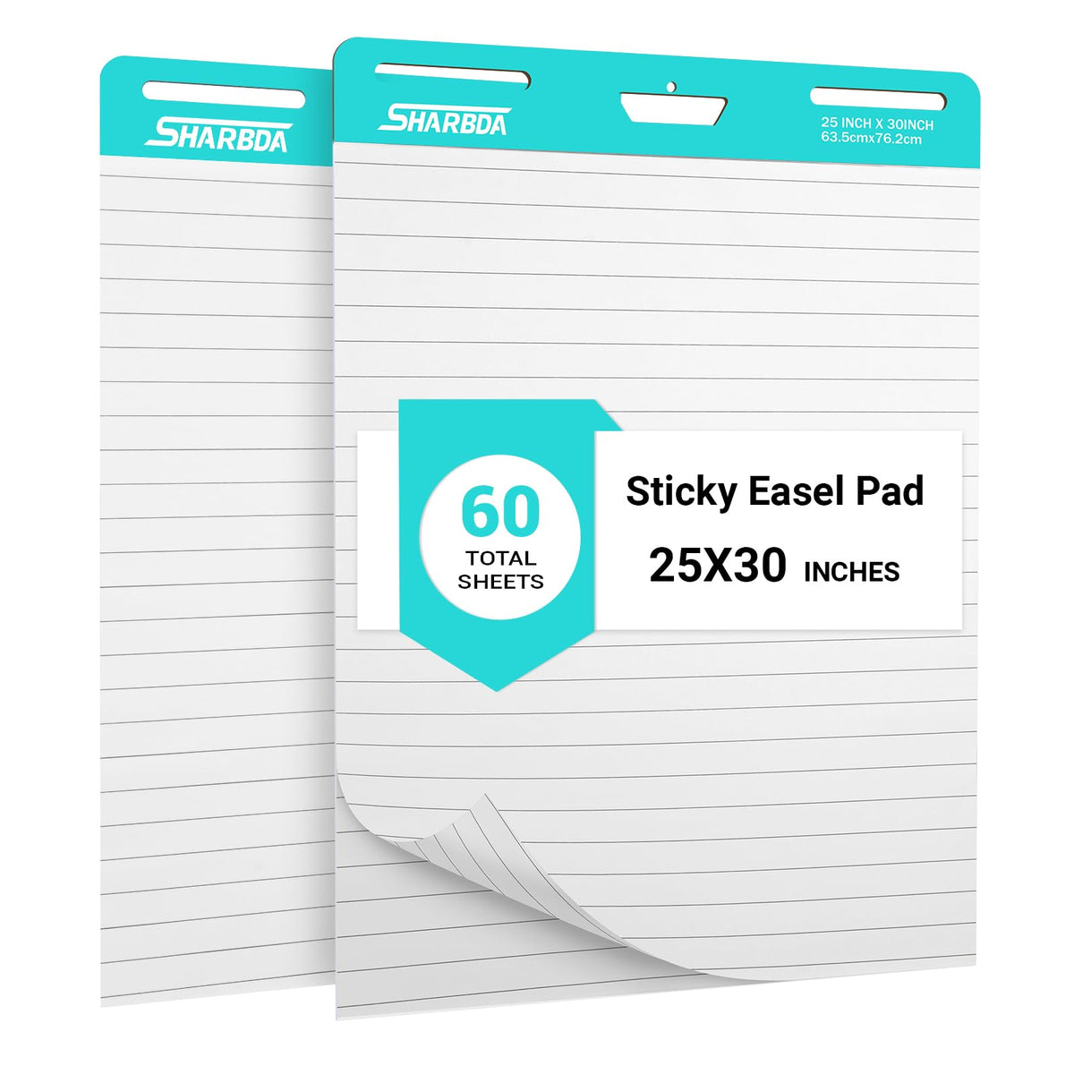 Lined Sticky Easel Pad, 25 in x 30 in, 30 Sheets/Pad, 2 Pads N26855