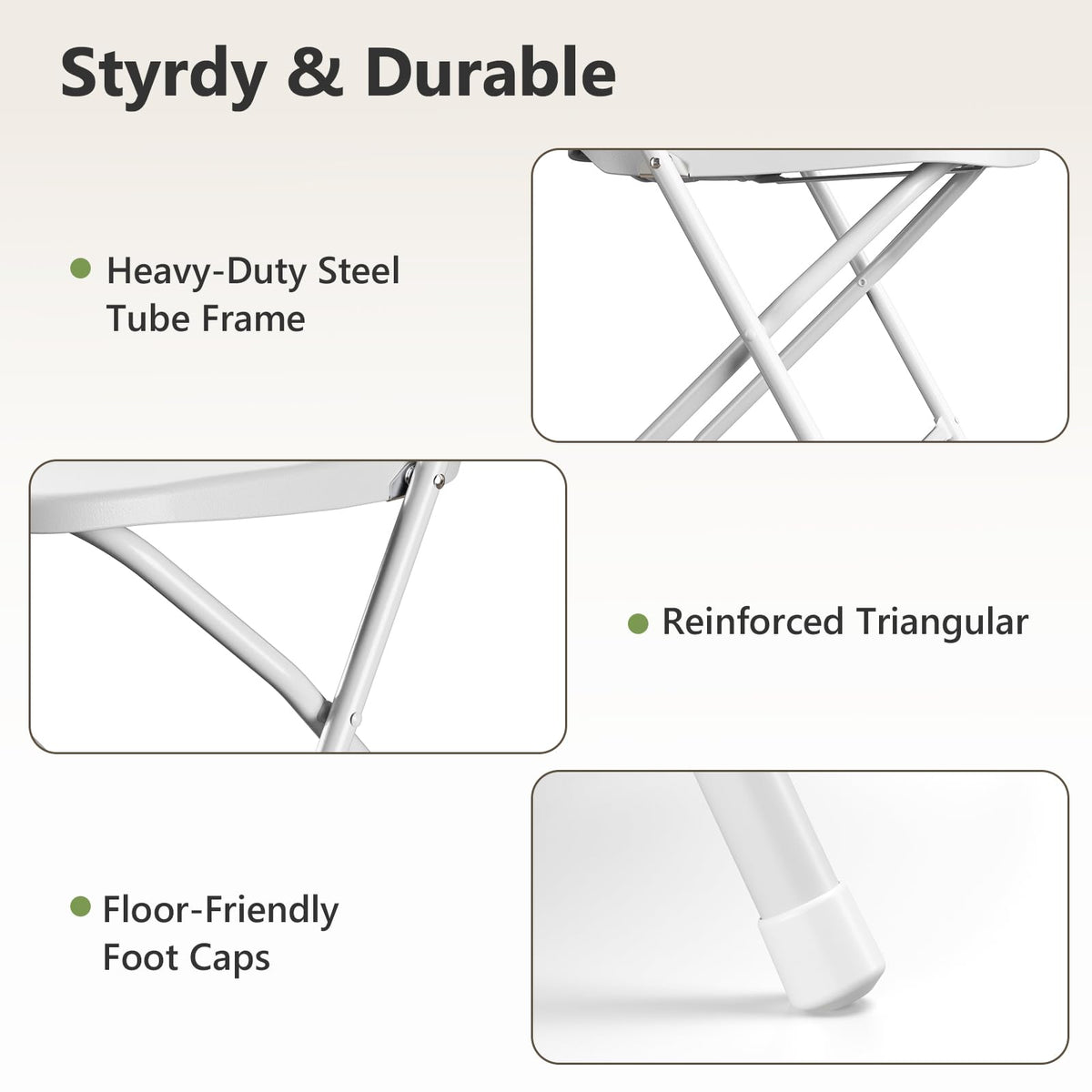White 10 Pack Plastic Folding Chairs with Metal Frame V4982