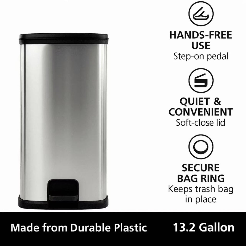 13 Gal Stainless Silver Step Trash Can Y572