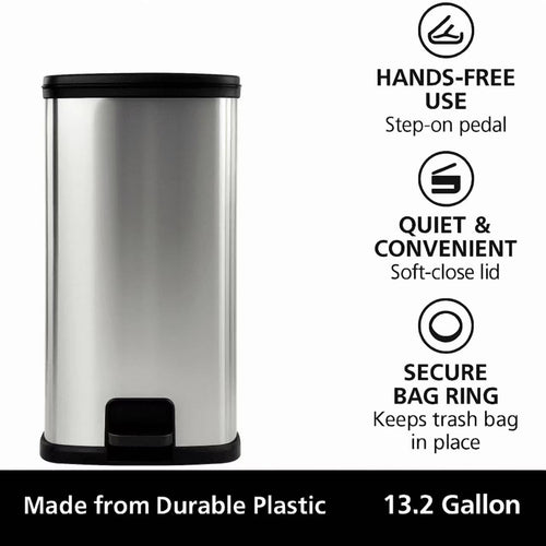 13 Gal Stainless Silver Step Trash Can Y572