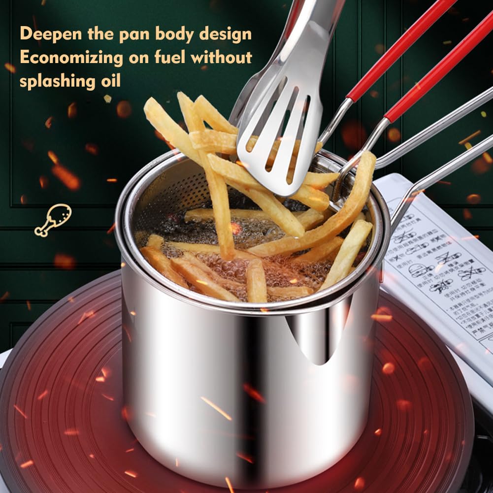 Small Stainless Steel Deep Fryer Pot with Basket C36324