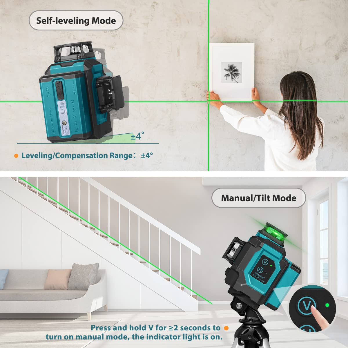 Green 3x360° 12 Lines Self Leveling Laser Level Z5632