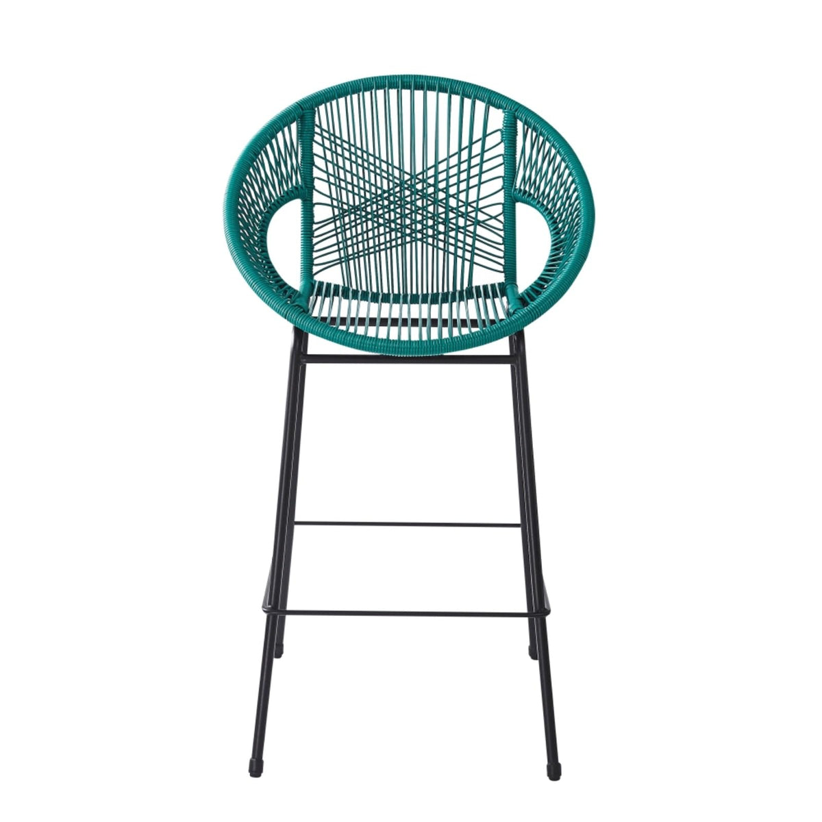 Faux Wicker PE Rattan Bar Stools Set of 2 Teal P446