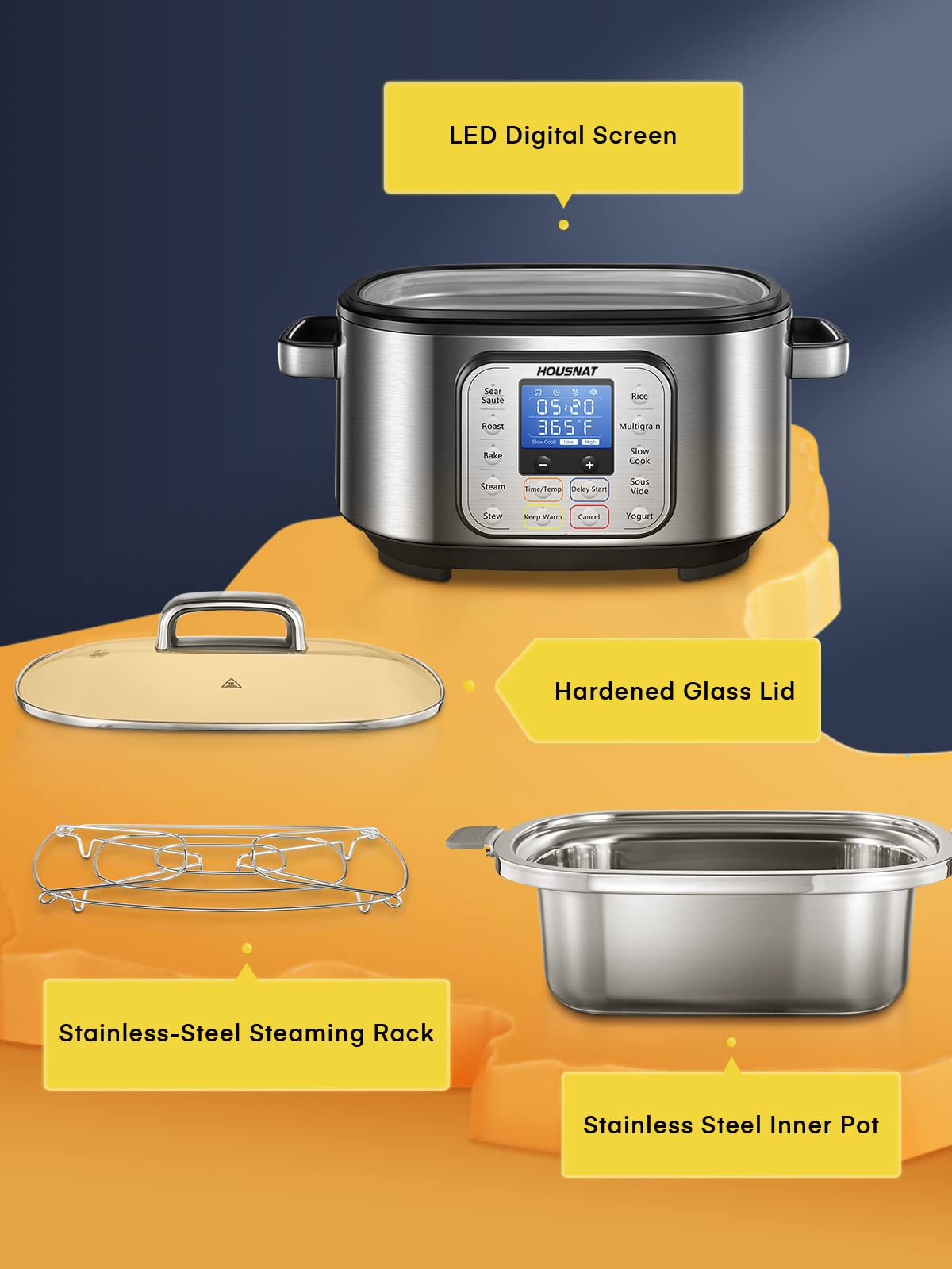 6 Quart Programmable Stainless Steel Slow Cooker B535