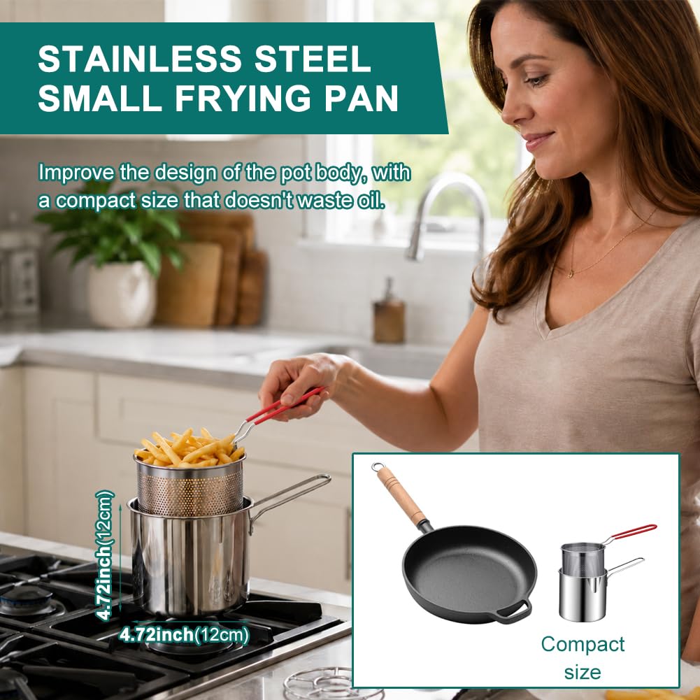 Small Stainless Steel Deep Fryer Pot with Basket C36324
