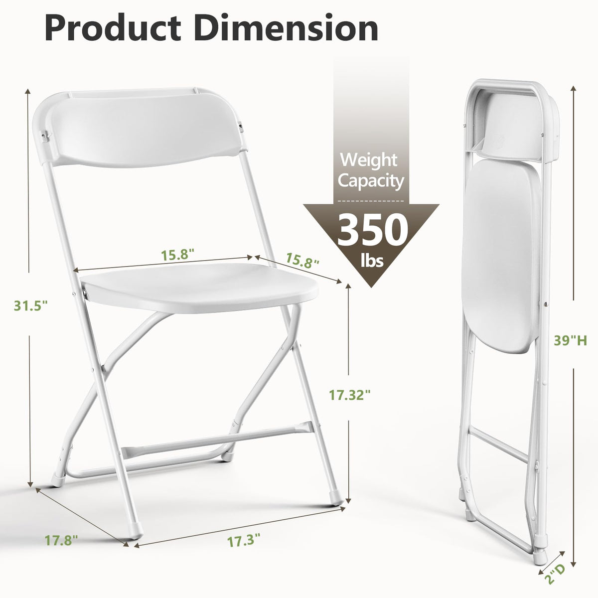 White 10 Pack Plastic Folding Chairs with Metal Frame V4982