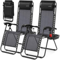 2 Pack Black Zero Gravity Lounge Chairs with Side Table R13885
