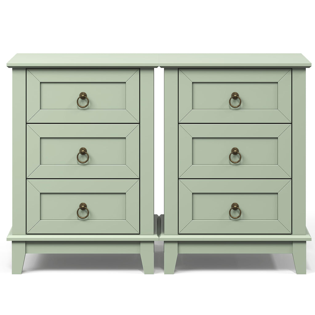 Tall Wooden Nightstand Set of 2 with 3 Drawers K5220