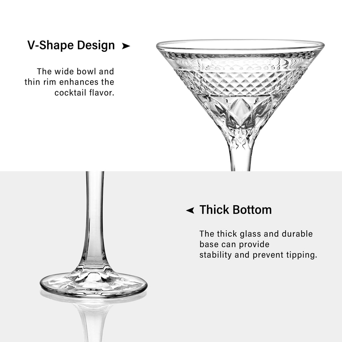 Martini Glasses Set of 4, 6oz Crystal Cocktail Glasses K1285