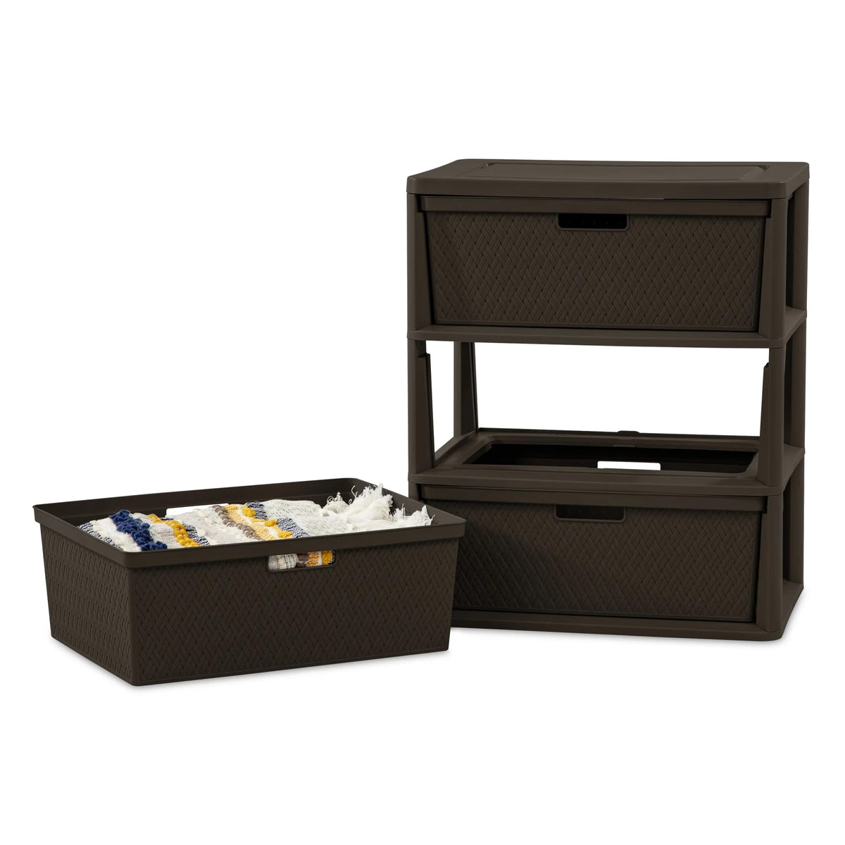 Brown 3 Drawer Plastic Storage Tower Y5322
