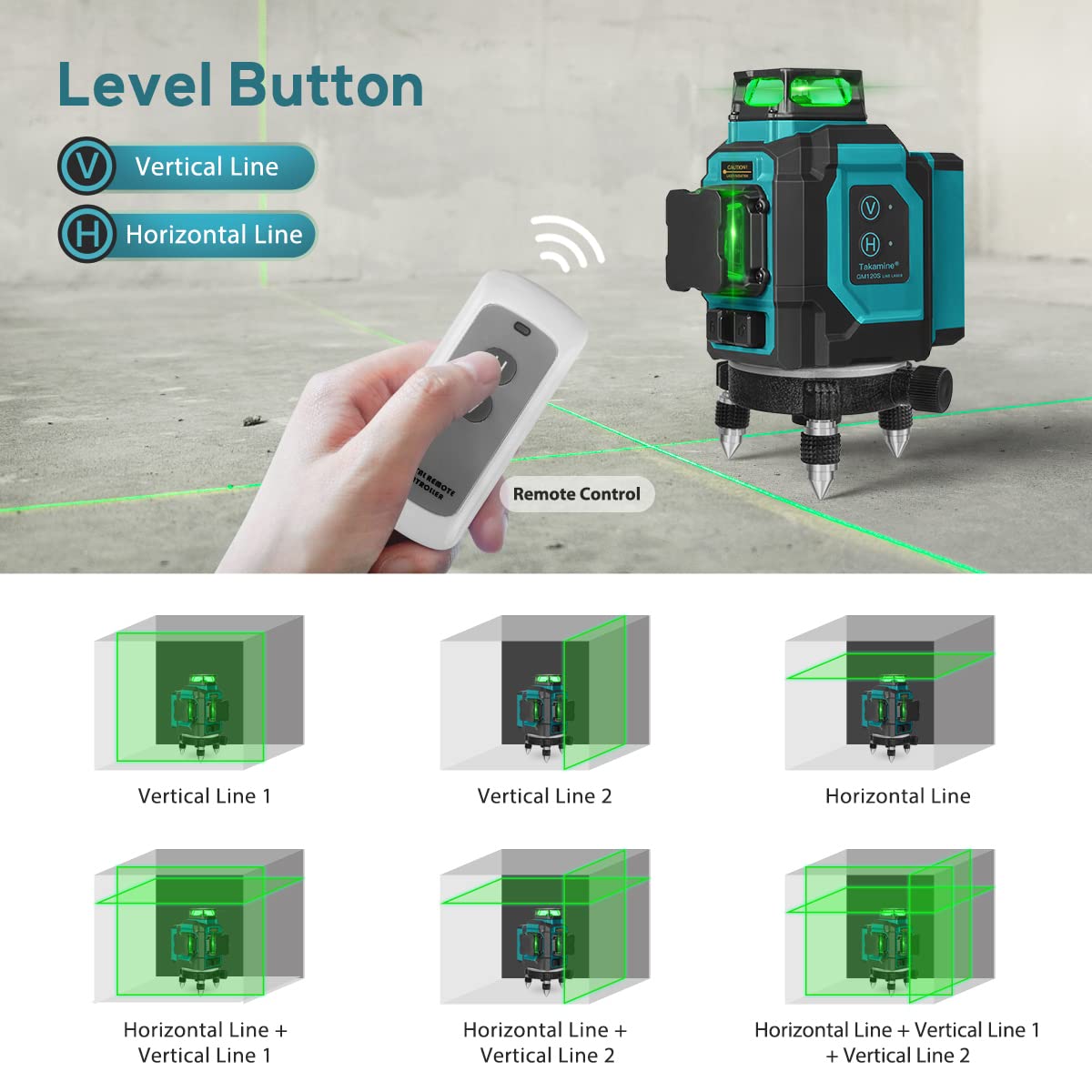 Green 3x360° 12 Lines Self Leveling Laser Level Z5632