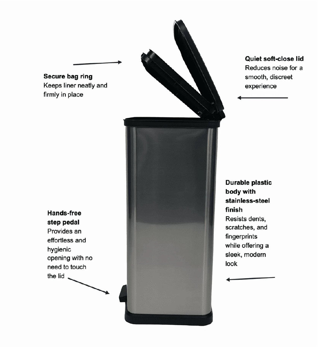 13 Gal Stainless Silver Step Trash Can Y572
