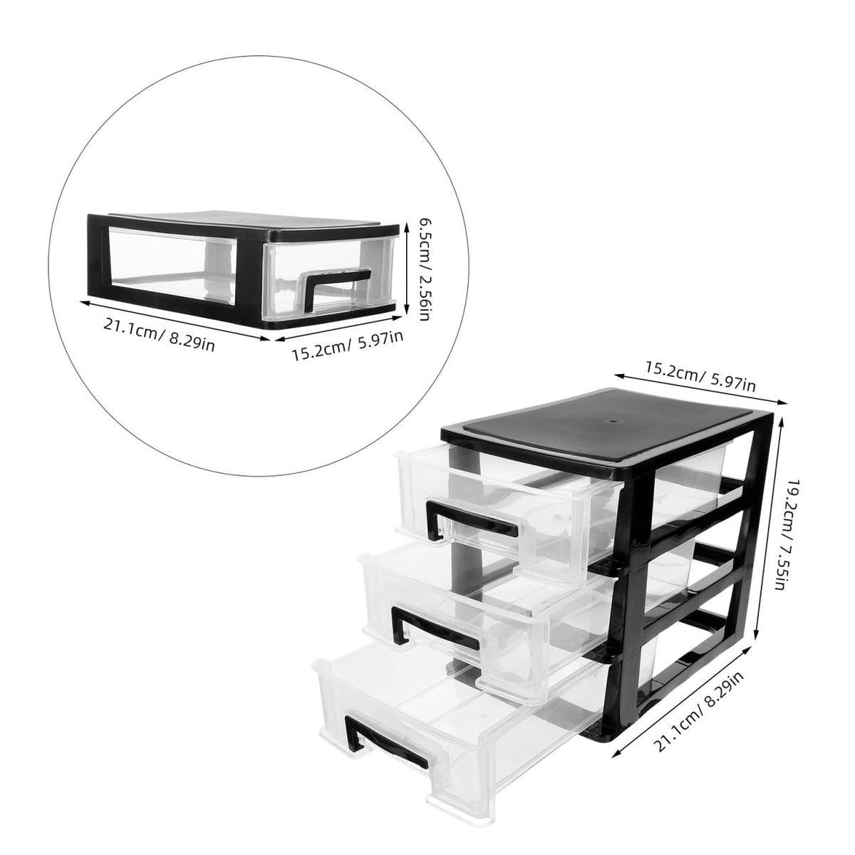 3 Drawer Plastic Desk Organizer V533