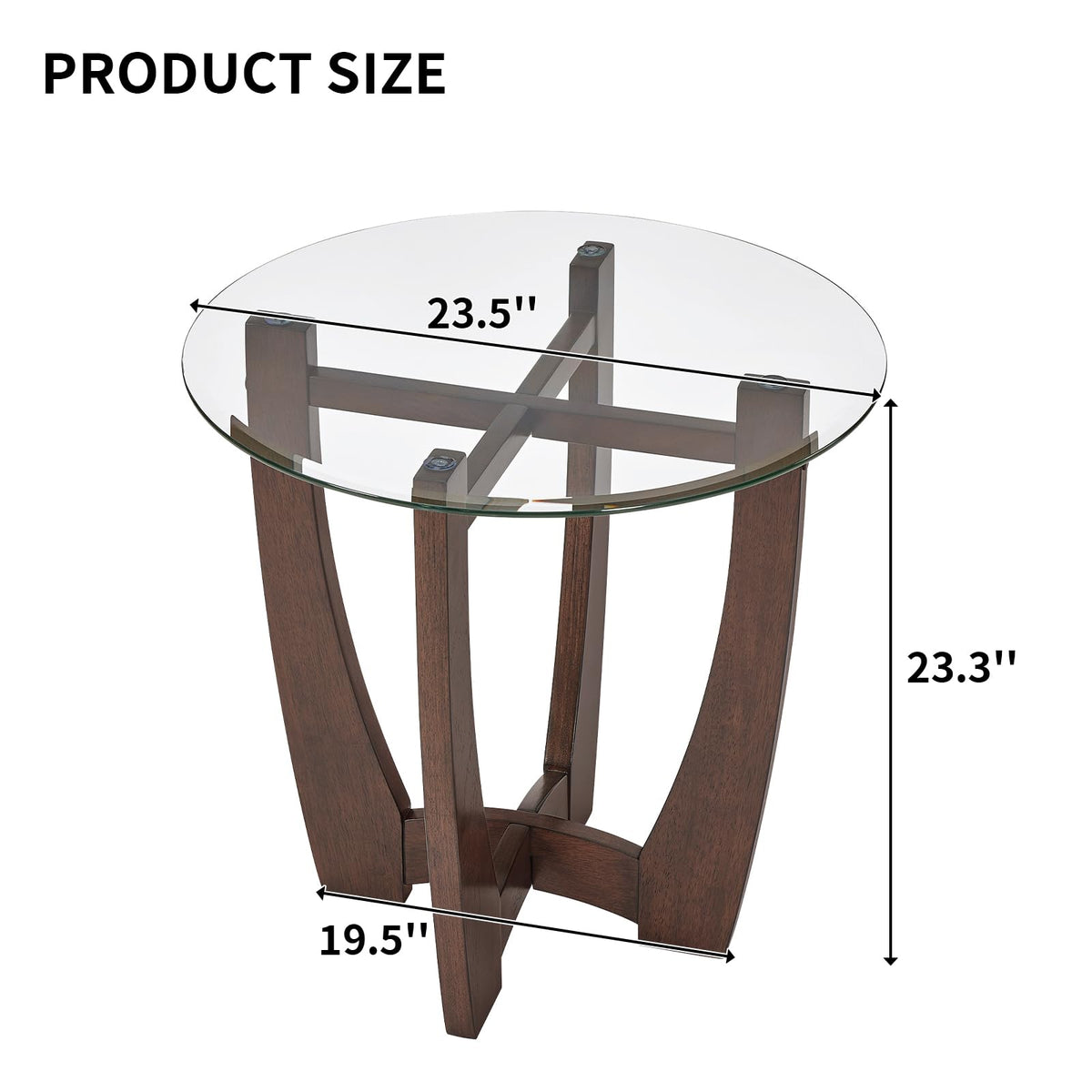 Round Glass End Table with Wood Base O507318