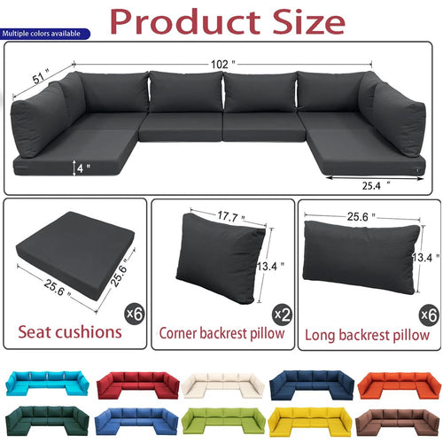 14-Piece Light Blue Outdoor Replacement Cushions L137