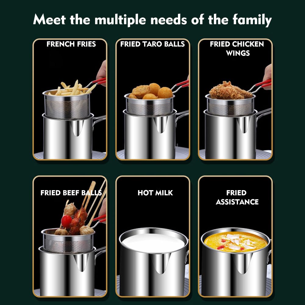 Small Stainless Steel Deep Fryer Pot with Basket C36324