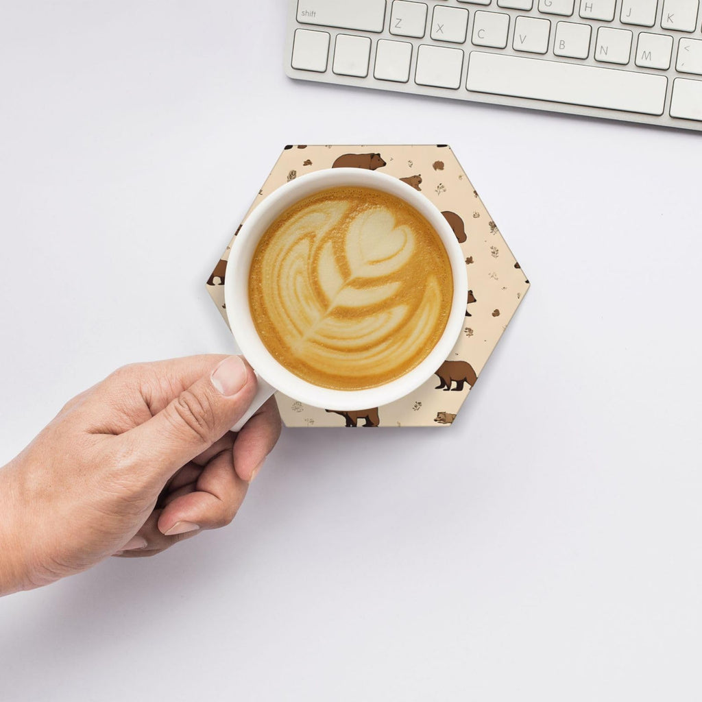6 Piece Hexagonal Ceramic Coasters with Cork Backing O975225