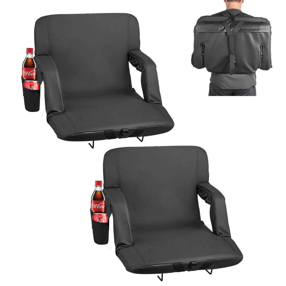 6 Adjustable Angle Padded Stadium Seat with Armrest K42656