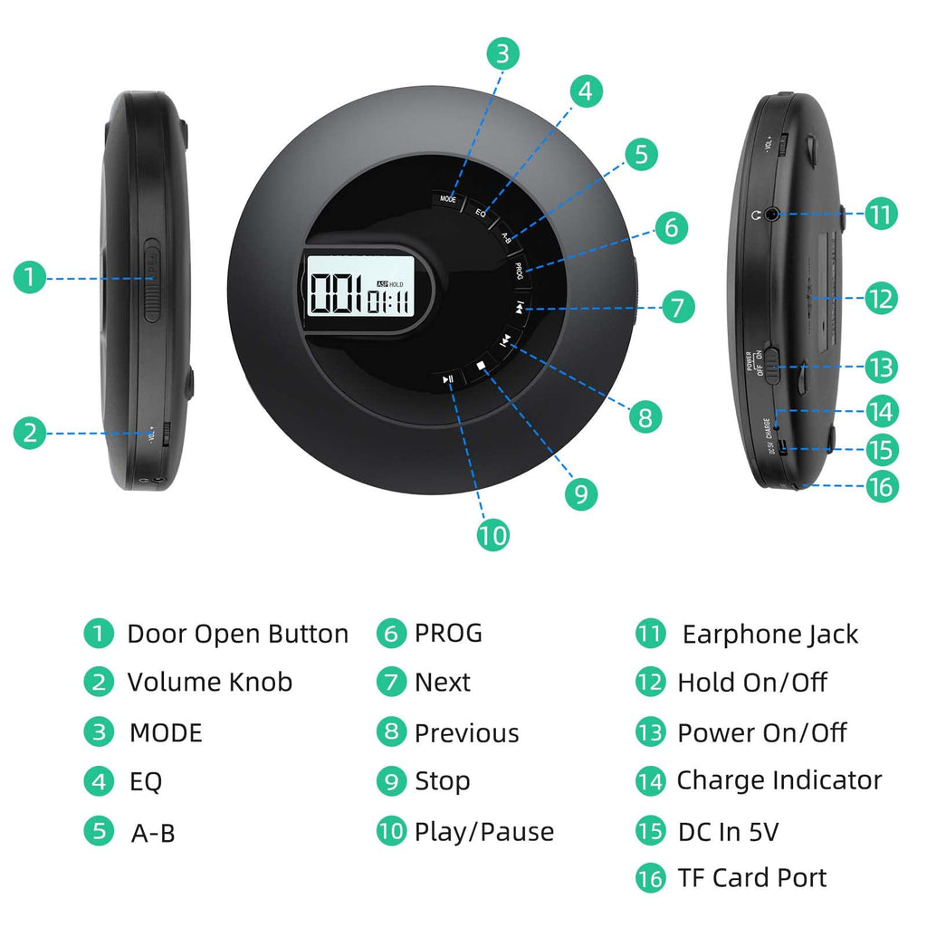 Portable CD Player with Headphone A393220
