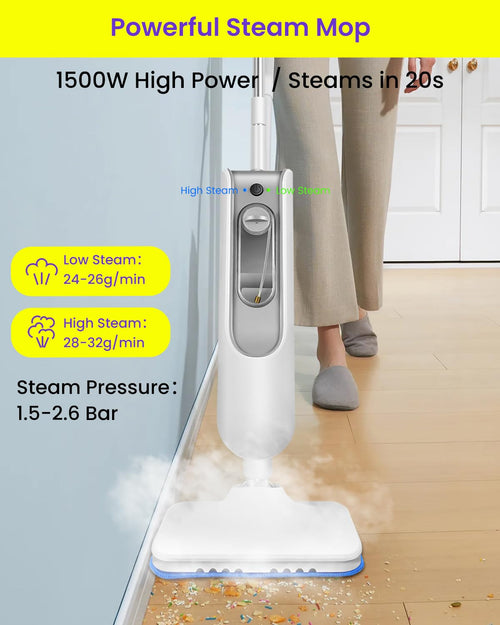 1500W Steam Mop for Hardwood and Tile D298