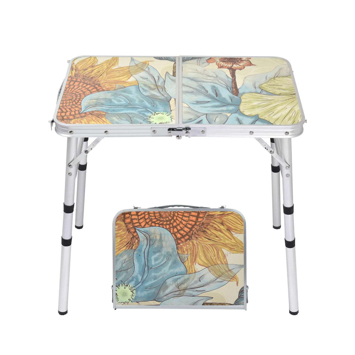 Small Folding Camping Table Aluminum 3 Adjustable Heights R983003