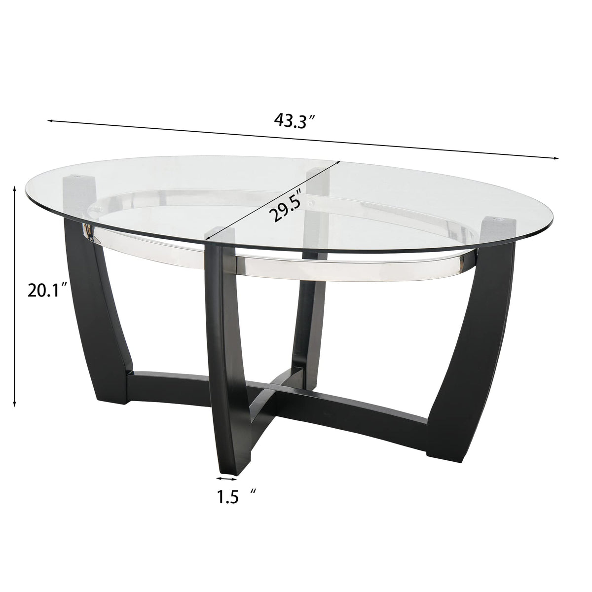 Oval Wood Glass Coffee Table Z152128