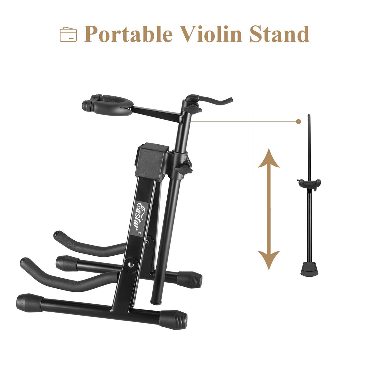 Violin Stand with Bows, Portable and Adjustable Holder Black M32951