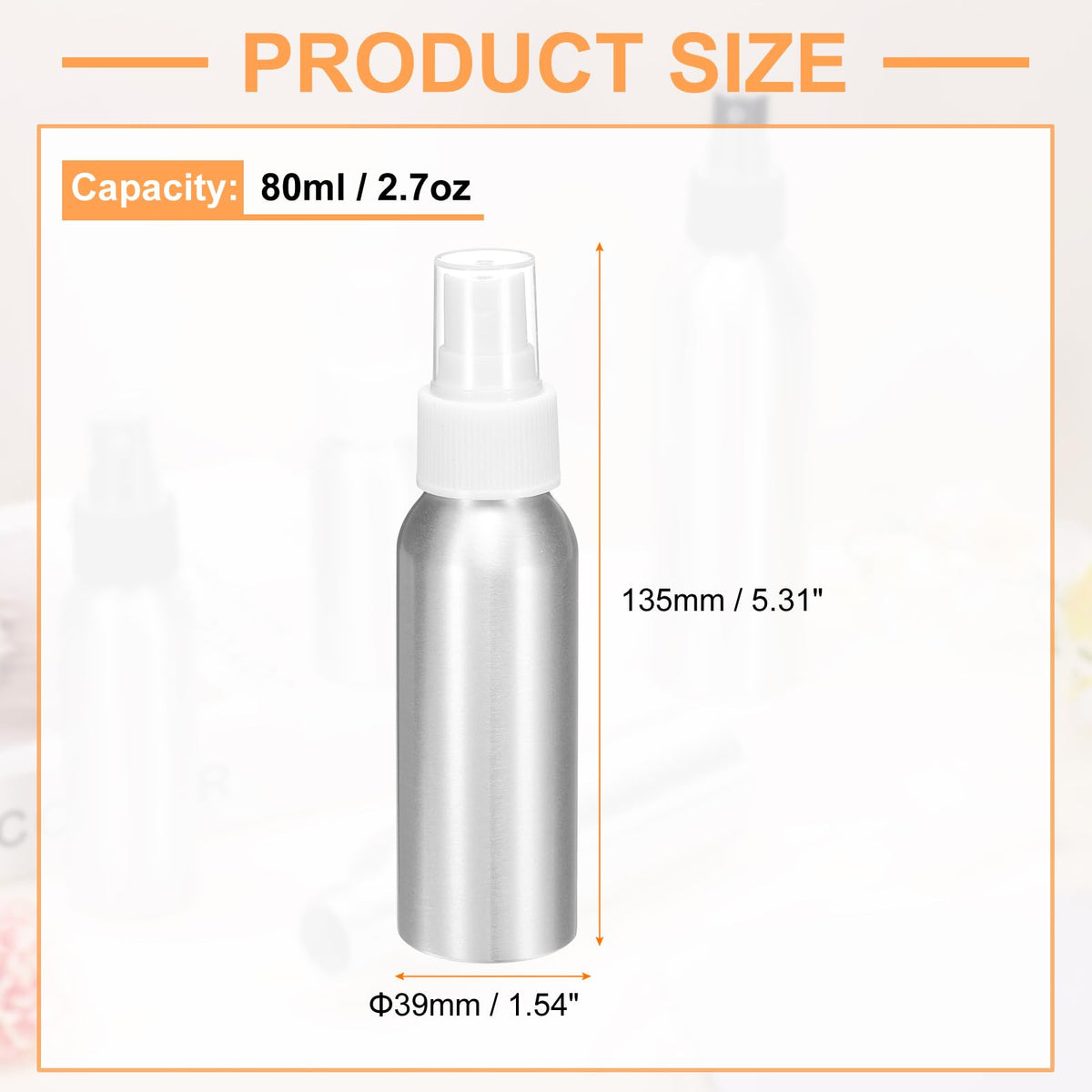 5 Pc 80 ml Aluminum Fine Mist Spray Bottles S594