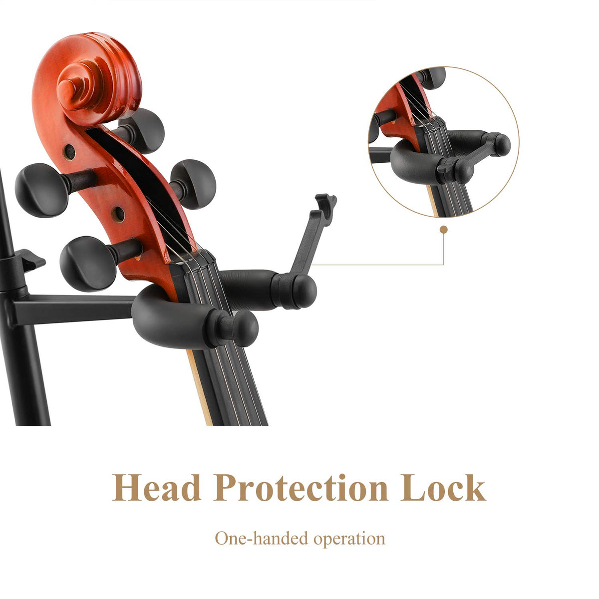 Violin Stand with Bows, Portable and Adjustable Holder Black M32951