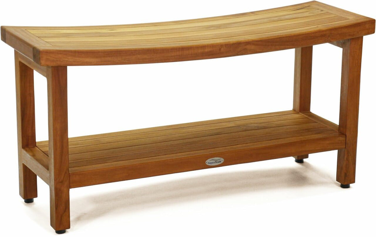 36" Teak Shower Bench with Shelf O32399