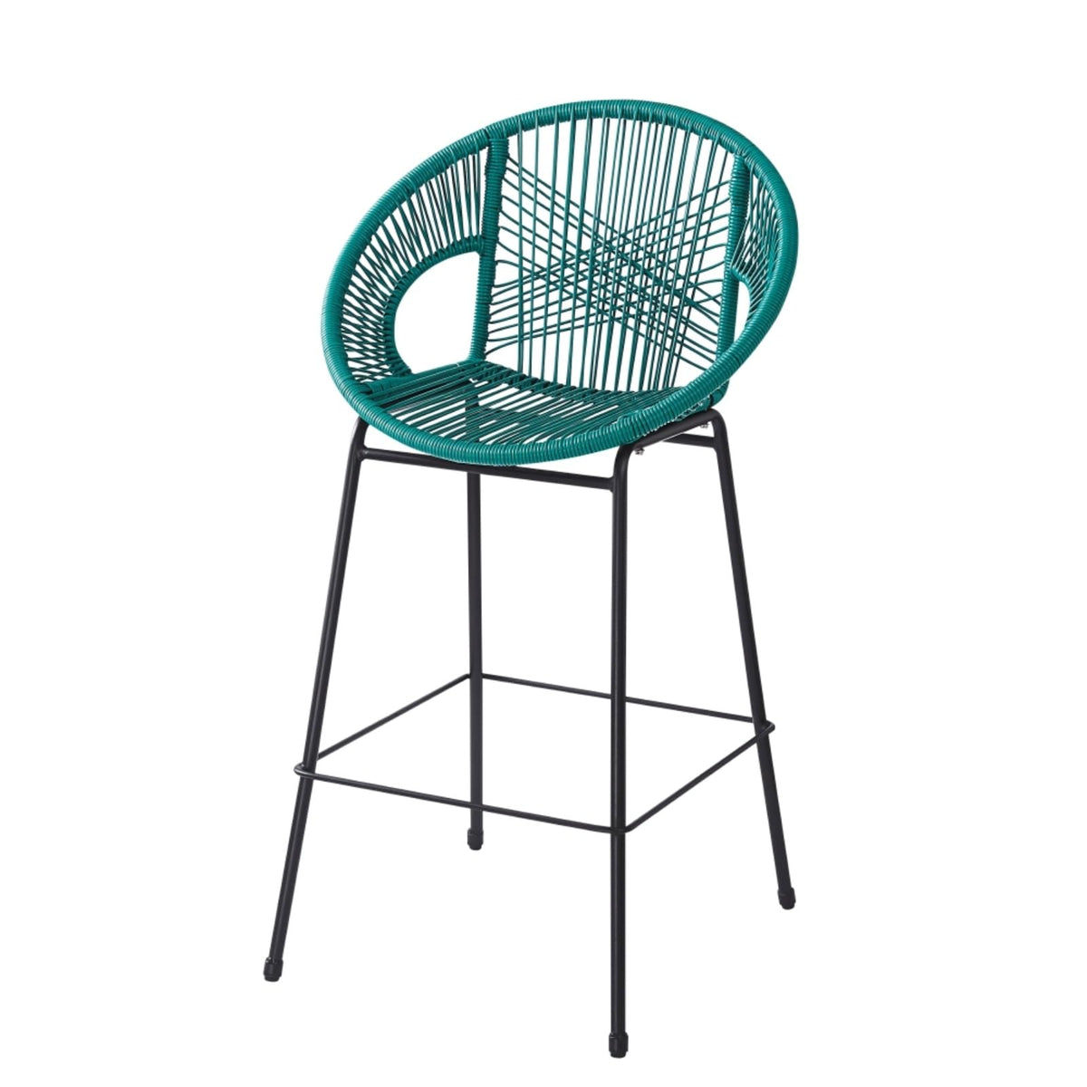 Faux Wicker PE Rattan Bar Stools Set of 2 Teal P446